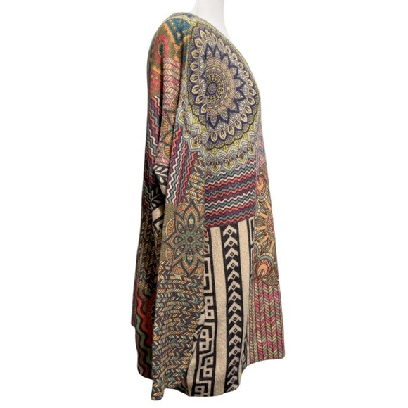 YESNO Womens Slouchy Oversized Sweater Drop Shoulders Artsy Multicolor Knit Boho - Picture 5 of 7